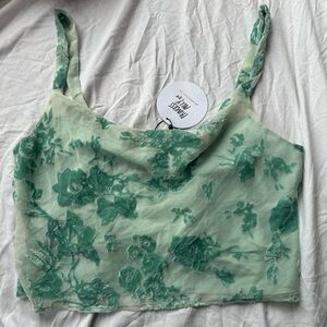 Princess Polly cowl neck floral velvet tank top